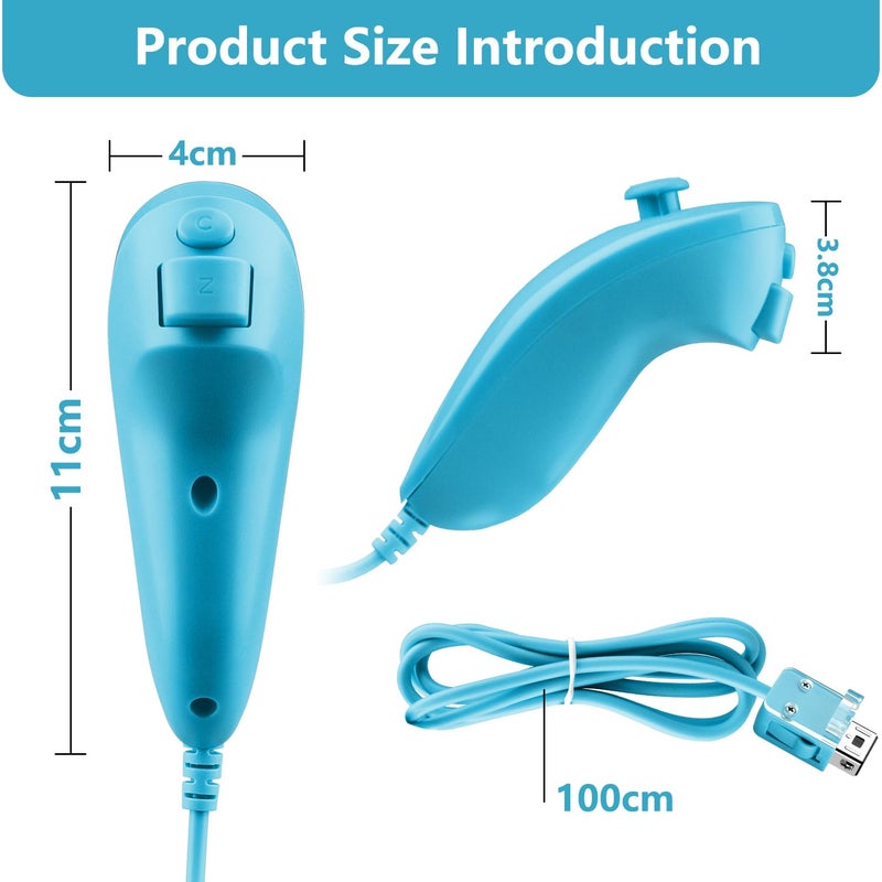 OSTENT Motion Based Wired Nunchuck Controller for Nintendo Wii Console Video Game Color Blue - Image 4